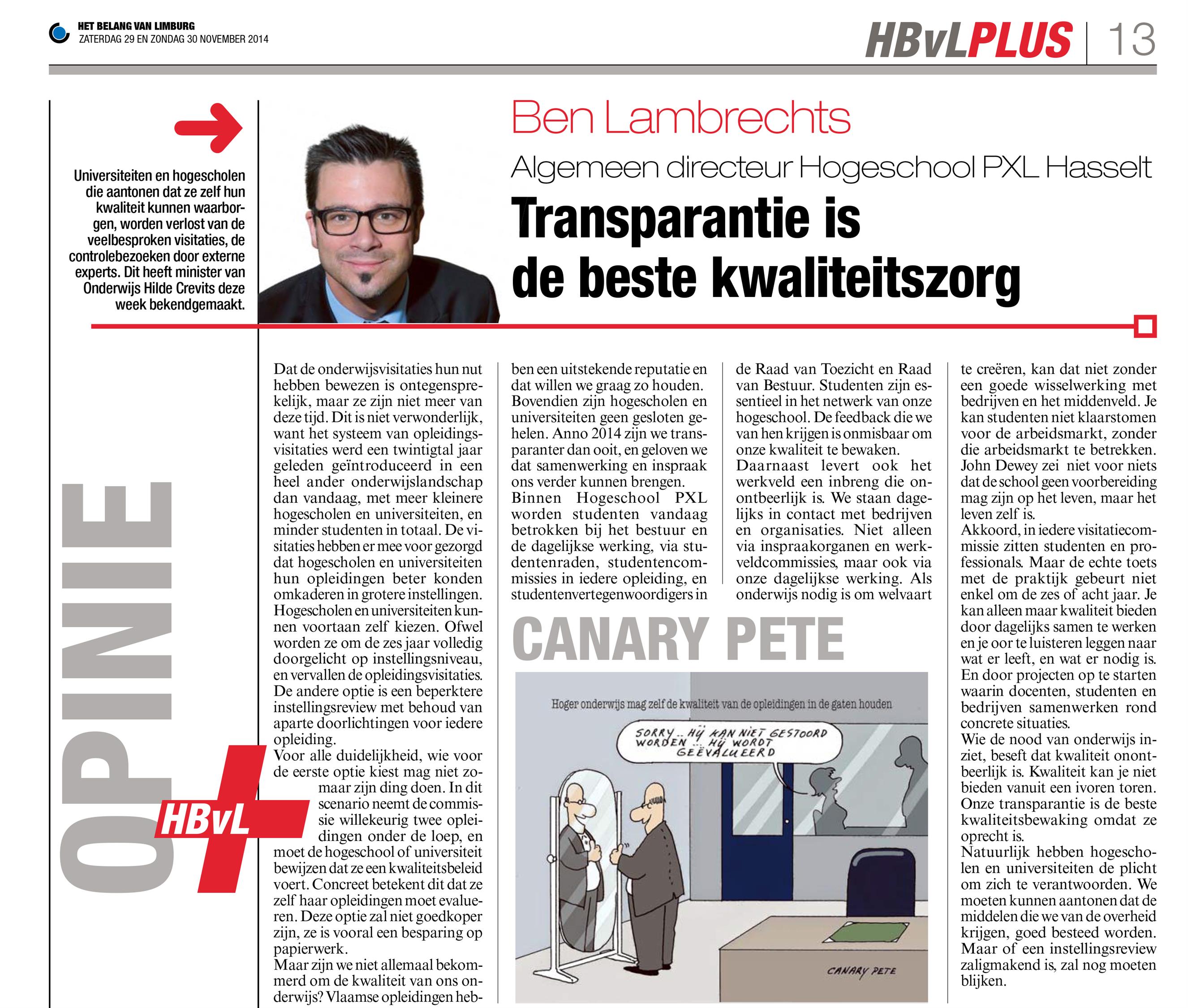 Transparantie is de beste kwaliteitszorg
