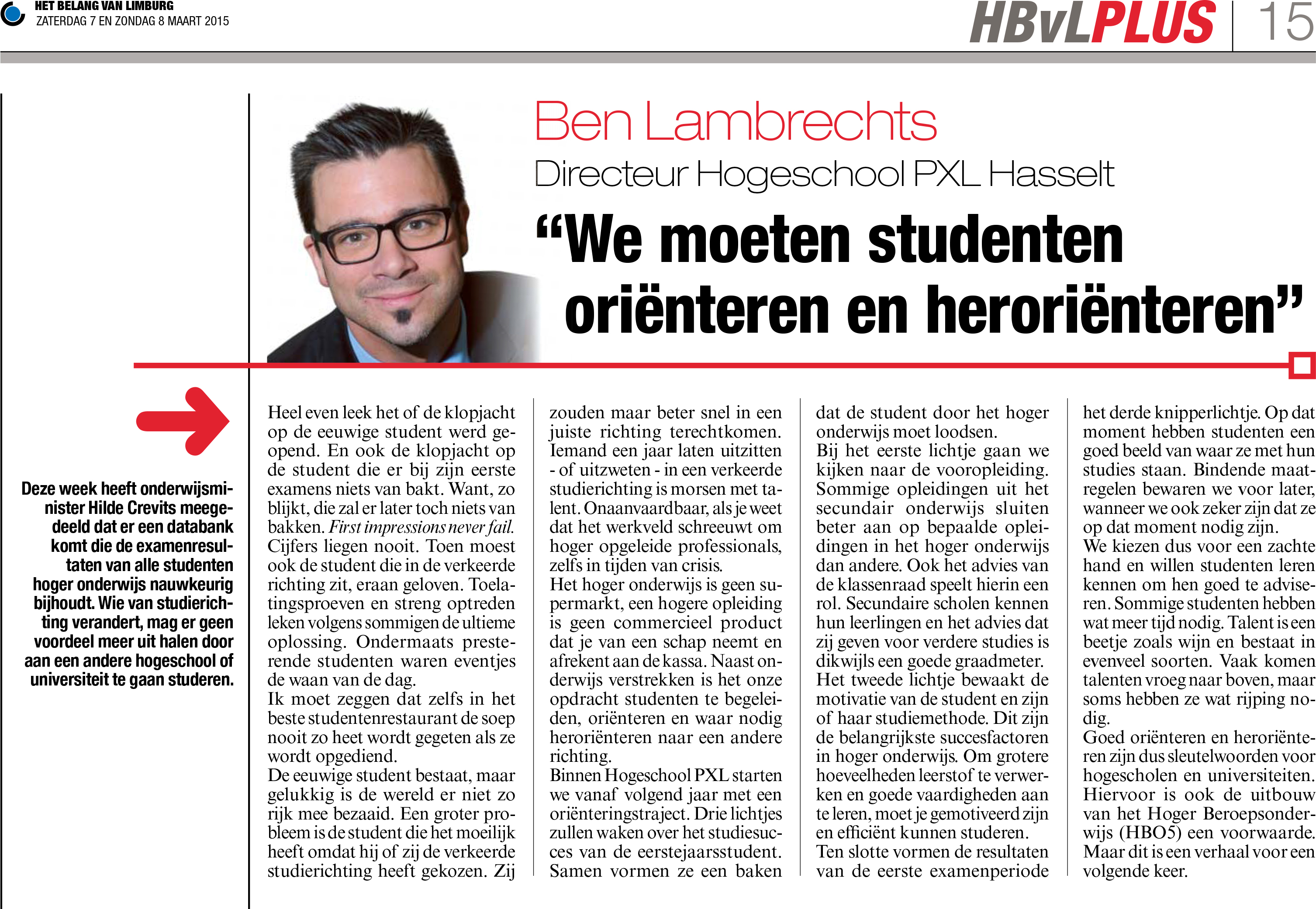 Opiniestuk in Het Belang van Limburg